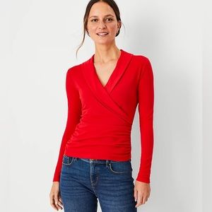 Ann Taylor Shawl Collar Wrap Top XL